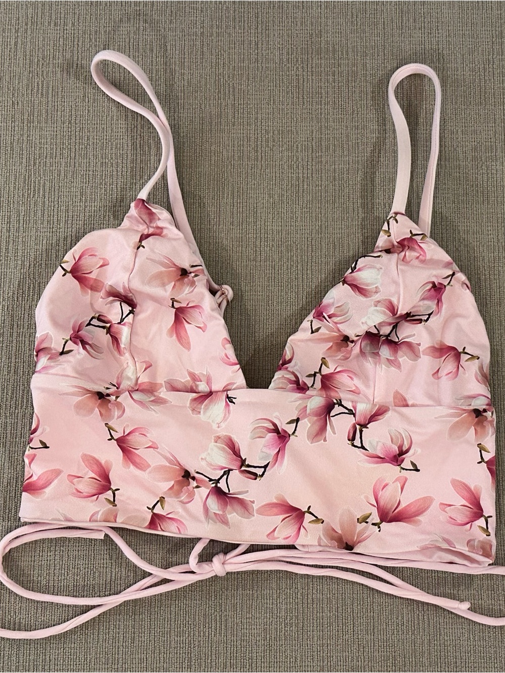 Frankie's Bikinis Pink Floral Wrap Top